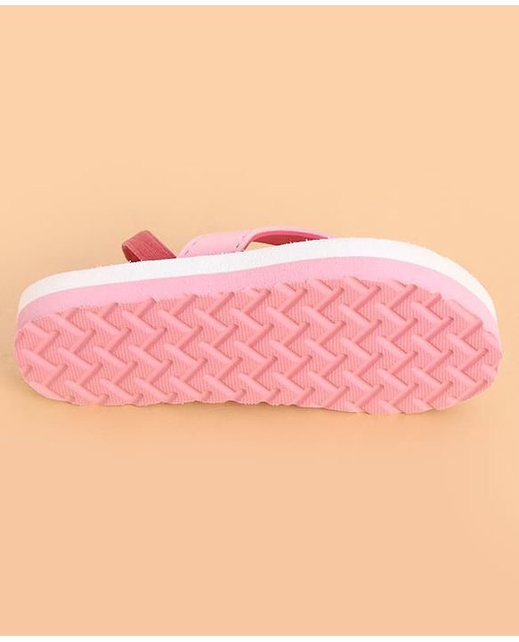 Cute Walk by Babyhug Back Strap Flip Flops With Hearts Print - Pink