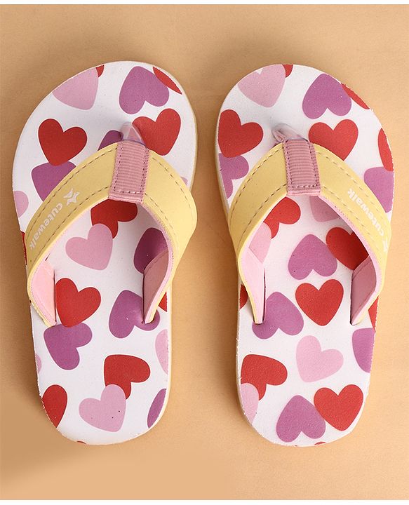 Cute Walk by Babyhug Slip On Closure Flip Flops With Heart Print - Pink