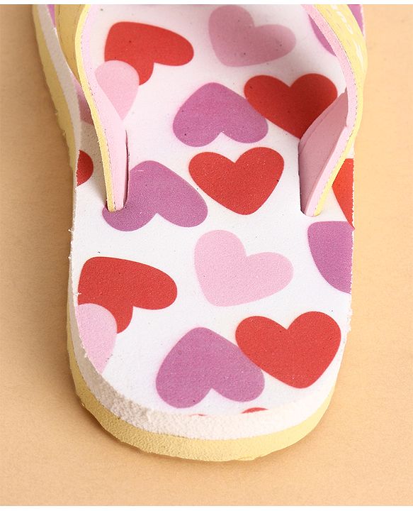 Cute Walk by Babyhug Slip On Closure Flip Flops With Heart Print - Pink