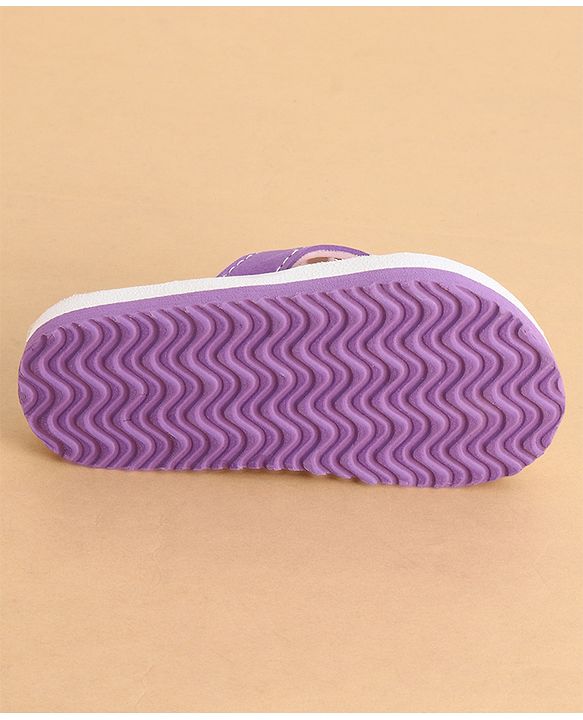 Cute Walk by Babyhug Slip On Closure Flip Flops With Floral Print - Purple & Yellow