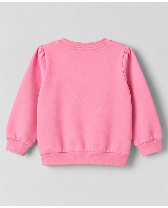 Babyhug Heavy Gauge 100% Cotton Terry Knit Full Sleeves Sweatshirts With Bow & Text Print Pack of 2 - Navy & Pink