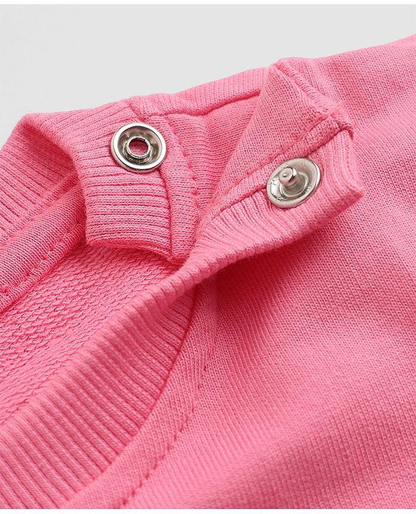Babyhug Heavy Gauge 100% Cotton Terry Knit Full Sleeves Sweatshirts With Bow & Text Print Pack of 2 - Navy & Pink