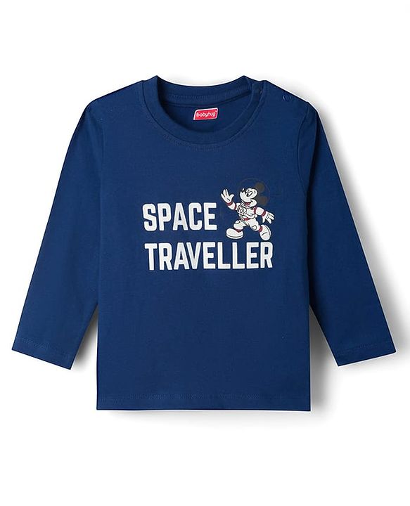 Babyhug Disney Single Jersey Knit Full Sleeves T-Shirt & Pyjama Night Suit with Space Theme Glow in the Dark Print - Navy Blue