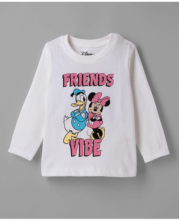 Babyhug Disney Single Jersey Knit Full Sleeves T-shirt & Pyjama Night Suit With Minnie Mouse & Donald Duck Graphic & Polka Dot Print - Pink