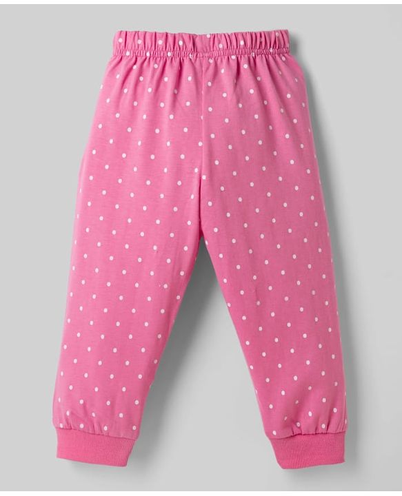 Babyhug Disney Single Jersey Knit Full Sleeves T-shirt & Pyjama Night Suit With Minnie Mouse & Donald Duck Graphic & Polka Dot Print - Pink