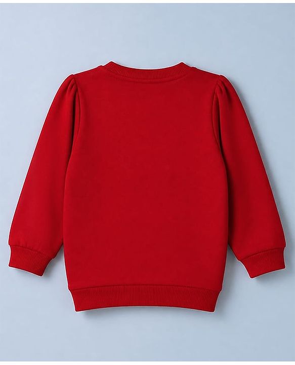 Babyhug Heavy Gauge 100% Cotton Terry Knit Full Sleeves Sweatshirts With Bow, Polka dot & Text Print Pack of 2 - White & Red