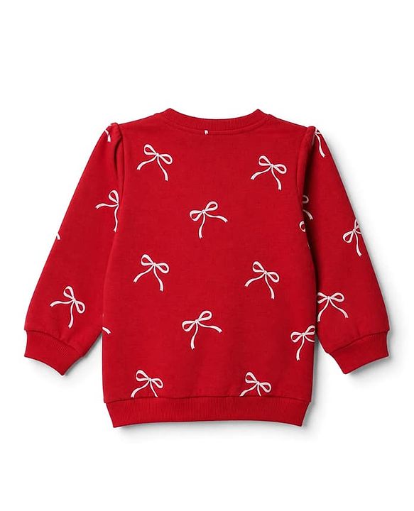 Babyhug Heavy Gauge 100% Cotton Terry Knit Full Sleeves Sweatshirts With Bow & Puppy Print Pack of 2 - Red & Beige