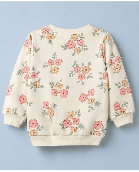 Babyhug Heavy Gauge 100% Cotton Terry Knit Full Sleeves Sweatshirts with Marie & Floral Print Pack of 2 - Red & Cream