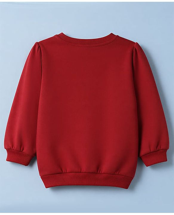 Babyhug Heavy Gauge 100% Cotton Terry Knit Full Sleeves Sweatshirts with Marie & Floral Print Pack of 2 - Red & Cream