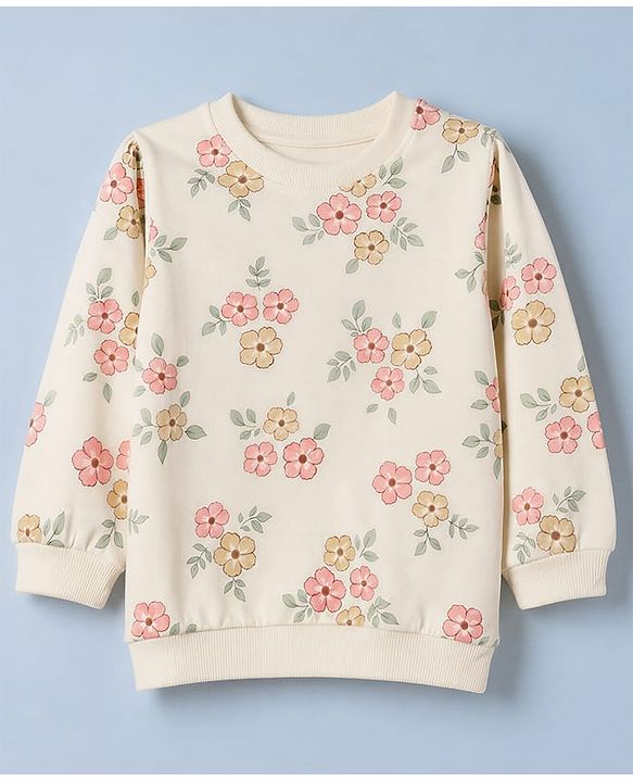Babyhug Heavy Gauge 100% Cotton Terry Knit Full Sleeves Sweatshirts with Marie & Floral Print Pack of 2 - Red & Cream