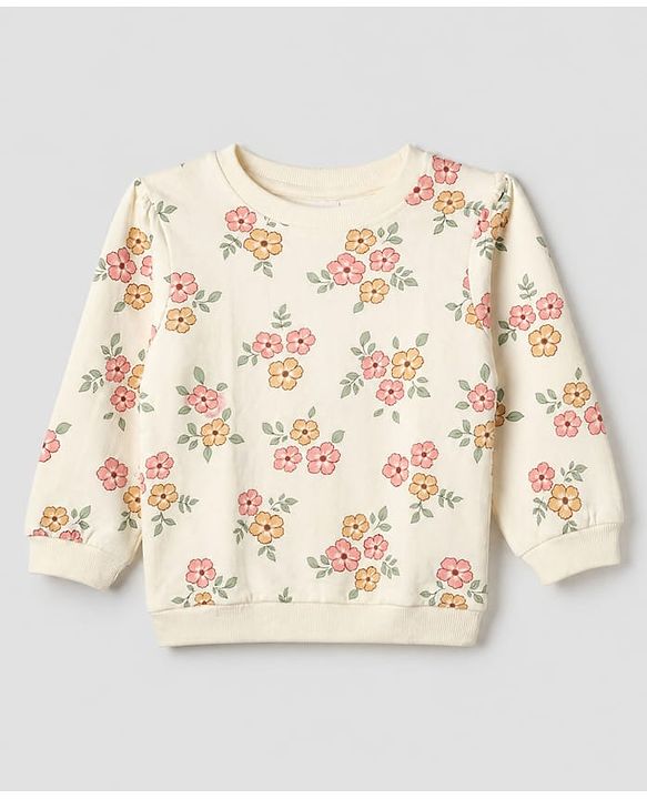 Babyhug Heavy Gauge 100% Cotton Terry Knit Full Sleeves Sweatshirts with Marie & Floral Print Pack of 2 - Red & Cream