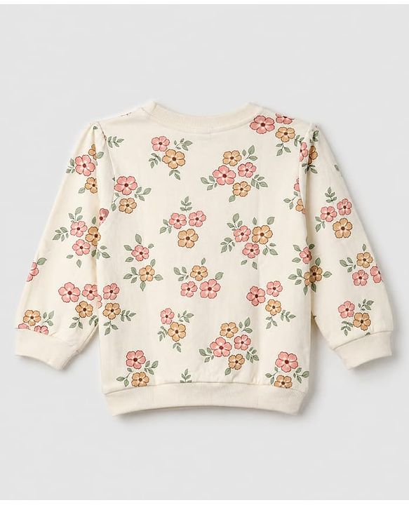 Babyhug Heavy Gauge 100% Cotton Terry Knit Full Sleeves Sweatshirts with Marie & Floral Print Pack of 2 - Red & Cream