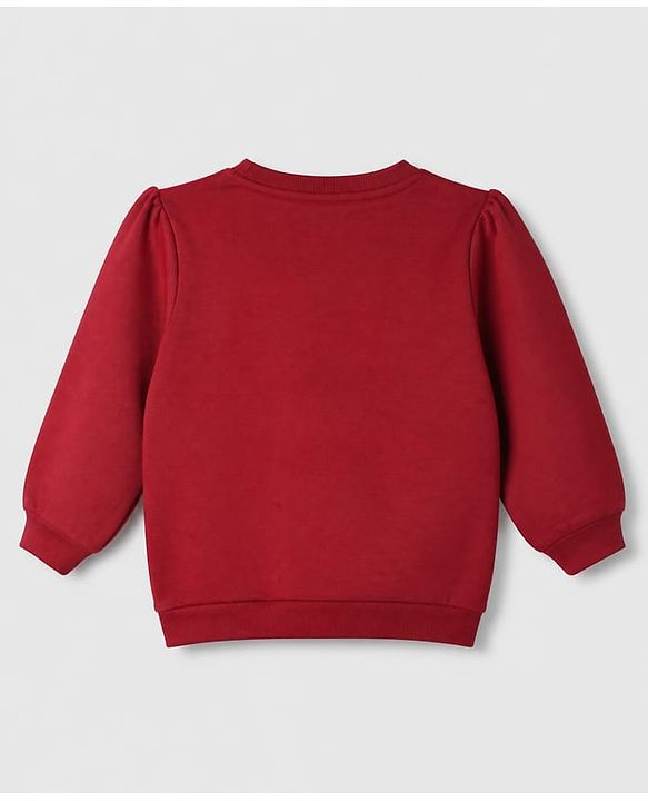 Babyhug Heavy Gauge 100% Cotton Terry Knit Full Sleeves Sweatshirts with Marie & Floral Print Pack of 2 - Red & Cream