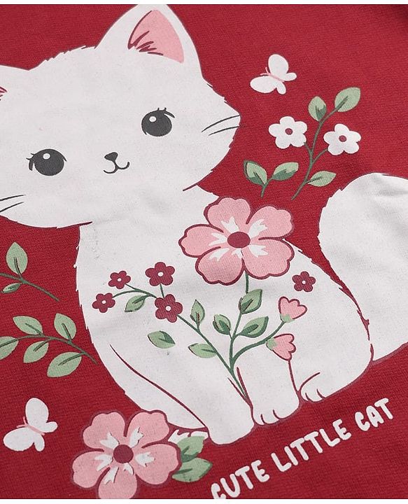 Babyhug Heavy Gauge 100% Cotton Terry Knit Full Sleeves Sweatshirts with Marie & Floral Print Pack of 2 - Red & Cream