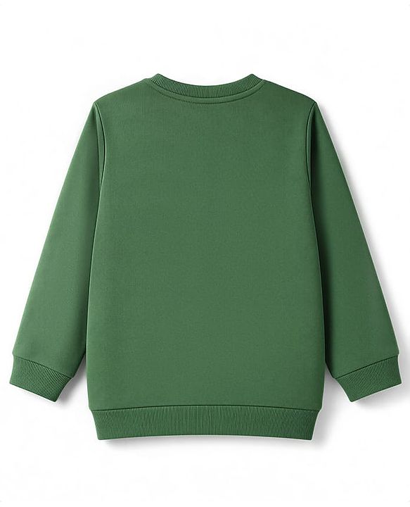 Babyhug 100% Cotton Terry Knit Full Sleeves Sweatshirt with Mama's Boy Embroidery - Green