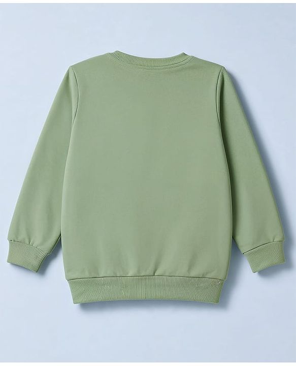 Babyhug Heavy Gauge 100% Cotton Terry Knit Full Sleeves Sweatshirts With Dinosaur and Text Print Pack of 2 - White & Green