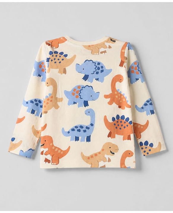 Babyhug 100% Cotton Knit Full Sleeves T-Shirts With Animal Print Pack of 3 in Navy Blue Peach