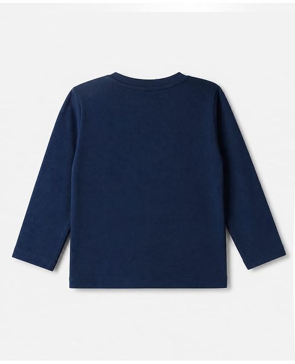 Babyhug 100% Cotton Knit Full Sleeves T-Shirts With Animal Print Pack of 3 in Navy Blue Peach