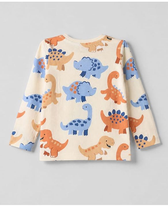 Babyhug 100% Cotton Knit Full Sleeves T-Shirts With Animal Print Pack of 3 in Navy Blue Peach