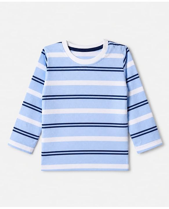 Babyhug 100% Cotton Knit Full Sleeves T-Shirts With Animal Print Pack of 3 in Navy Blue Peach