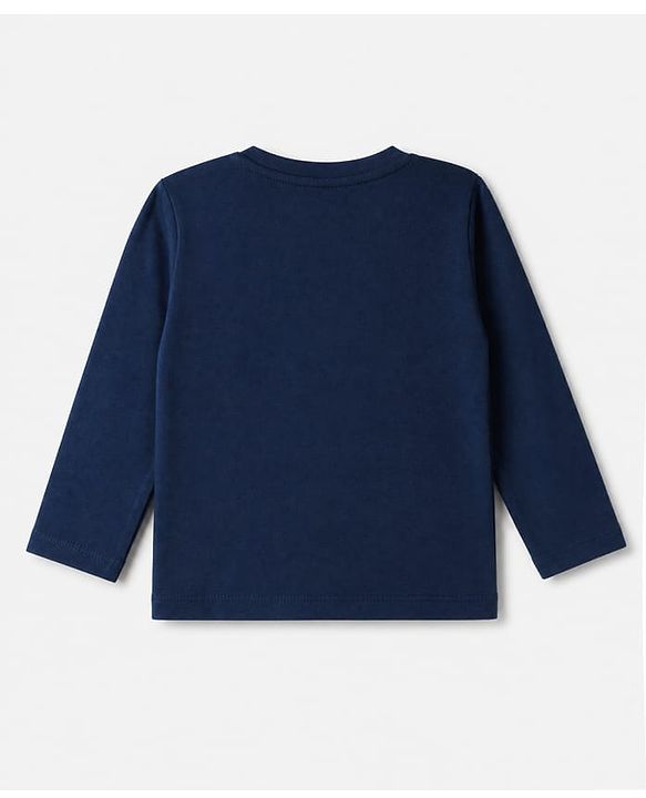 Babyhug 100% Cotton Knit Full Sleeves T-Shirts With Animal Print Pack of 3 in Navy Blue Peach