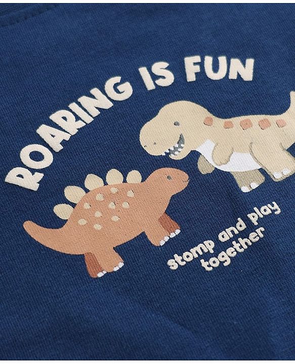 Babyhug 100% Cotton Knit Full Sleeves T-Shirts With Animal Print Pack of 3 in Navy Blue Peach