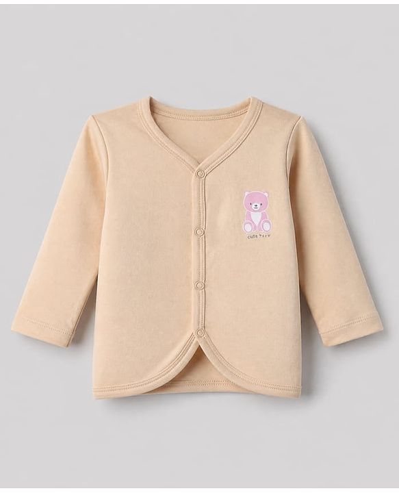 Babyhug 100% Cotton Interlock Knit Full Sleeves Jhablas with Bear & Star Print Pack of 3 - Purple White & Peach