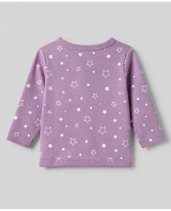 Babyhug 100% Cotton Interlock Knit Full Sleeves Jhablas with Bear & Star Print Pack of 3 - Purple White & Peach