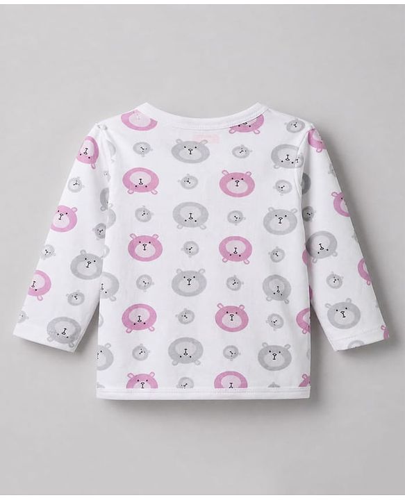 Babyhug 100% Cotton Interlock Knit Full Sleeves Jhablas with Bear & Star Print Pack of 3 - Purple White & Peach