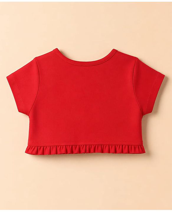 Babyhug Poplin Woven Sleeveless Frock with Jacket and Floral Print - White & Red