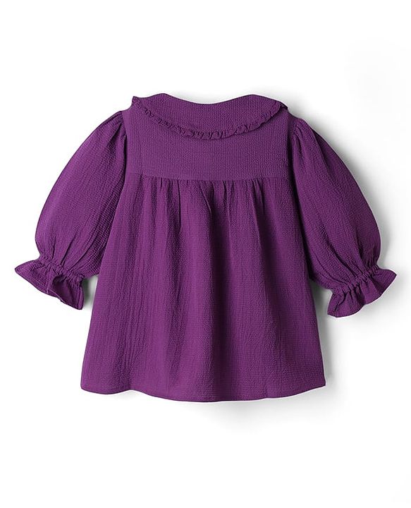 Pine Kids Woven Full Sleeves Solid Top - Purple