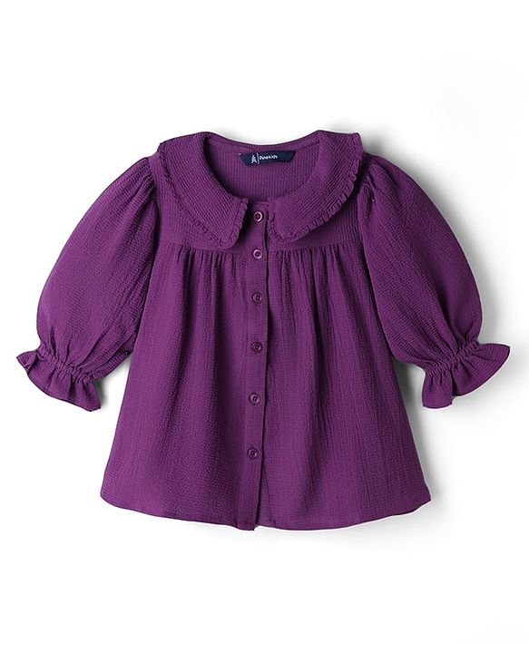 Pine Kids Woven Full Sleeves Solid Top - Purple