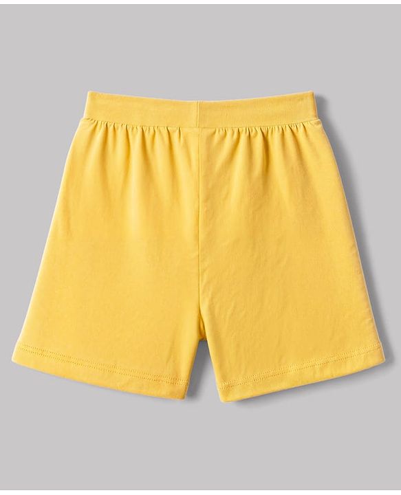 Babyhug 100% Cotton Single Jersey Cotton Knit Mid Thigh Shorts Set of 3 With Vehicle Print - Yellow, Blue & White