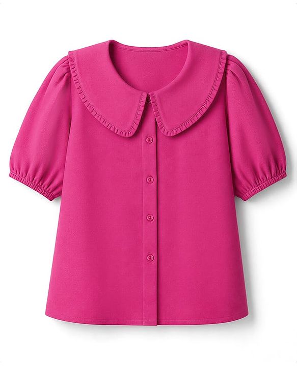 Pine Kids Woven Tops with Half Sleeves - Pink