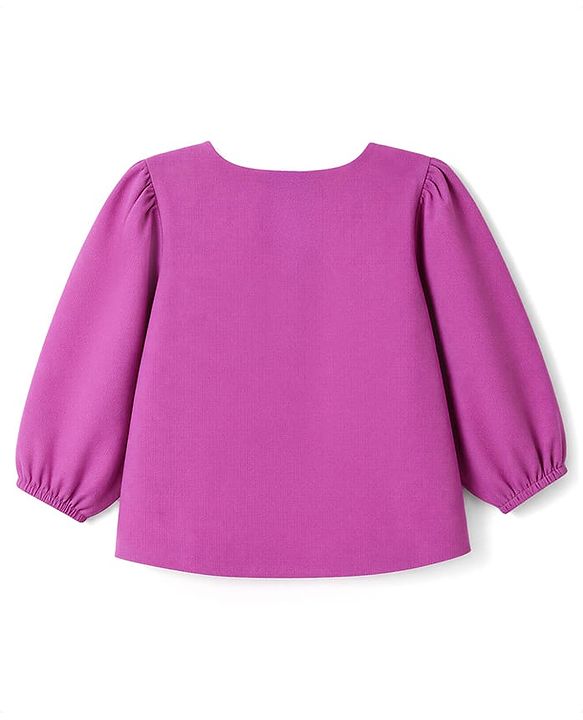 Pine Kids Woven Top with Full Sleeves - Purple