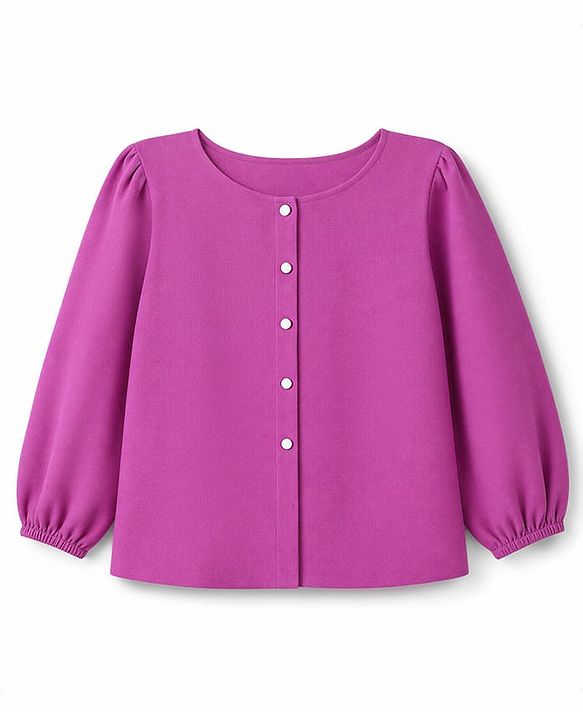 Pine Kids Woven Top with Full Sleeves - Purple