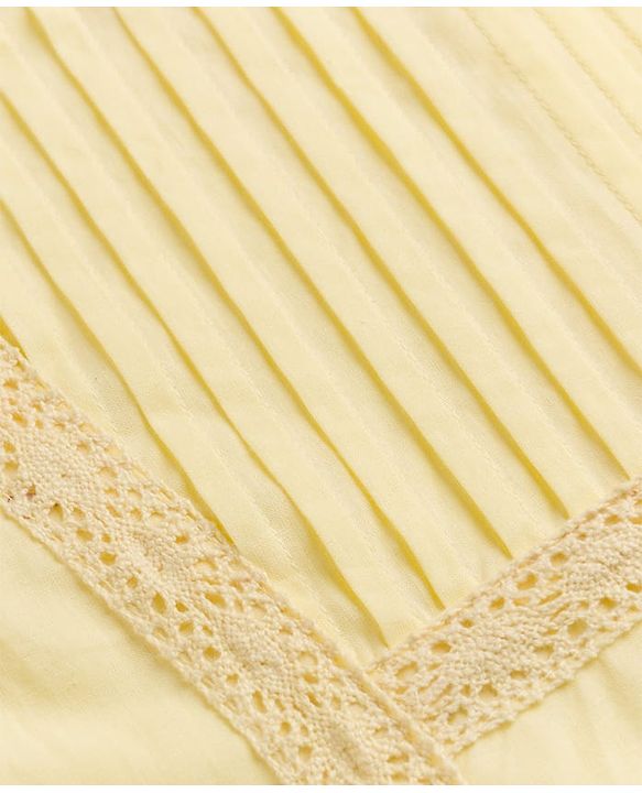 Pine Kids Cotton Poplin Woven Sleeveless Top with Lace Detailing - Yellow
