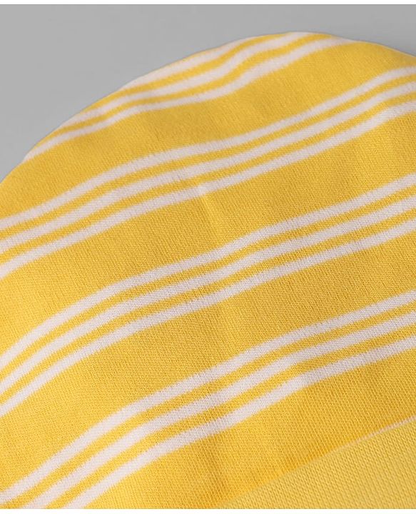 Babyhug 100% Cotton Interlock Knit Cap, Mitten & Booties In Yellow - Diameter 10.5 cm