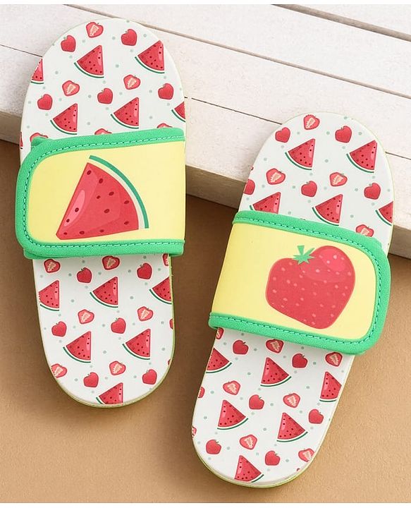 Cute Walk by Babyhug Slip On Slider With Watermelon Print in Yellow