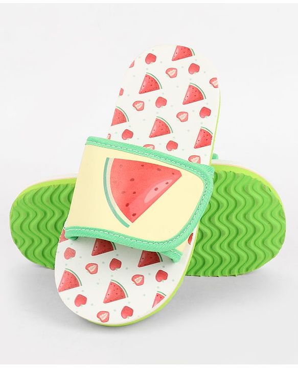 Cute Walk by Babyhug Slip On Slider With Watermelon Print in Yellow