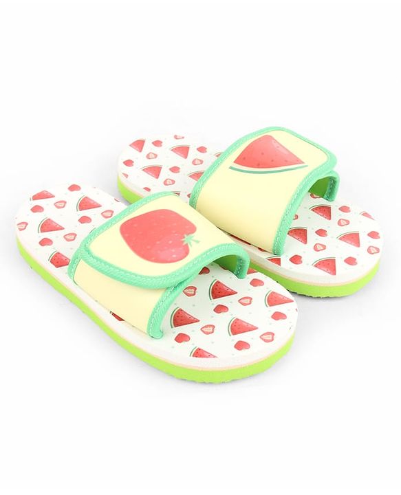 Cute Walk by Babyhug Slip On Slider With Watermelon Print in Yellow