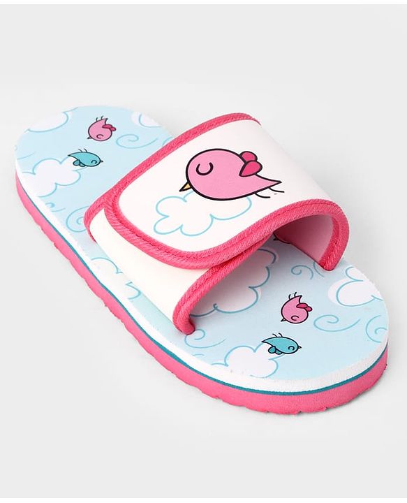 Cute Walk by Babyhug Slip On Slider With Bird Print in Blue
