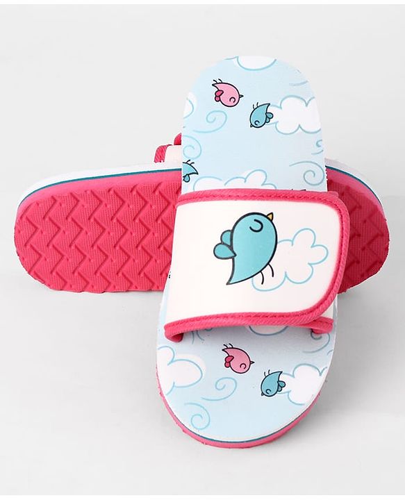 Cute Walk by Babyhug Slip On Slider With Bird Print in Blue
