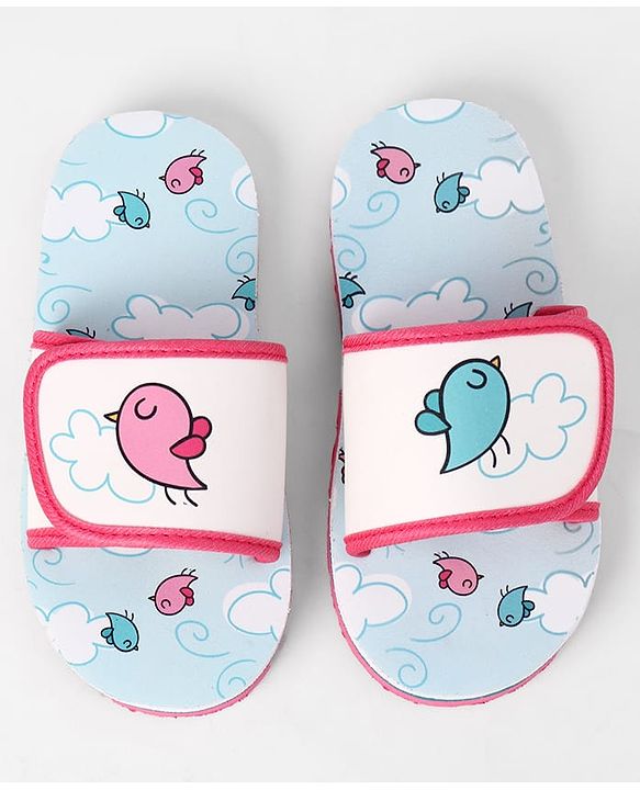 Cute Walk by Babyhug Slip On Slider With Bird Print in Blue