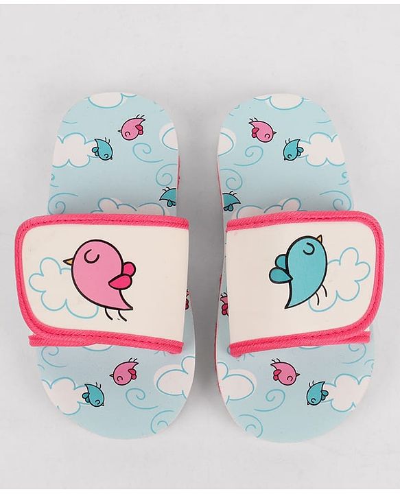 Cute Walk by Babyhug Slip On Slider With Bird Print in Blue