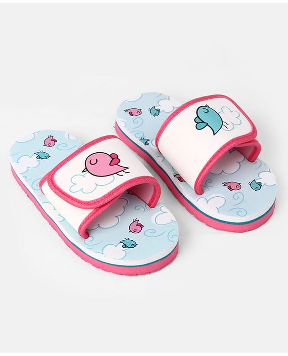 Cute Walk by Babyhug Slip On Slider With Bird Print in Blue