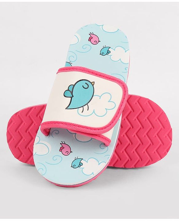 Cute Walk by Babyhug Slip On Slider With Bird Print in Blue