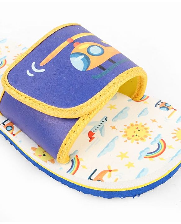 Cute Walk by Babyhug Slip On Slider With Rainbow Print in Blue