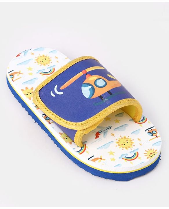 Cute Walk by Babyhug Slip On Slider With Rainbow Print in Blue