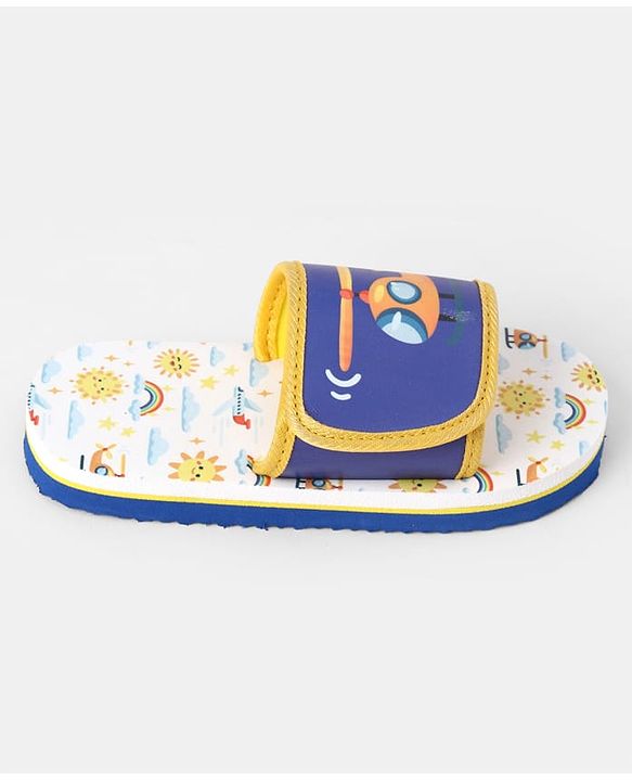 Cute Walk by Babyhug Slip On Slider With Rainbow Print in Blue
